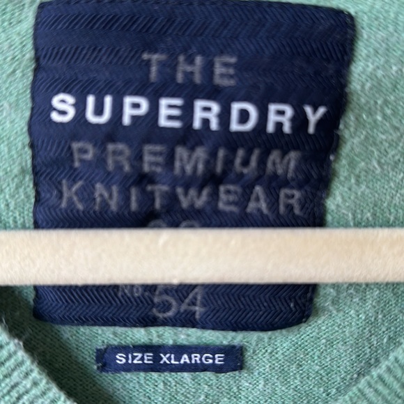 Superdry Cotton Vneck Sweater Green XL - Picture 2 of 5